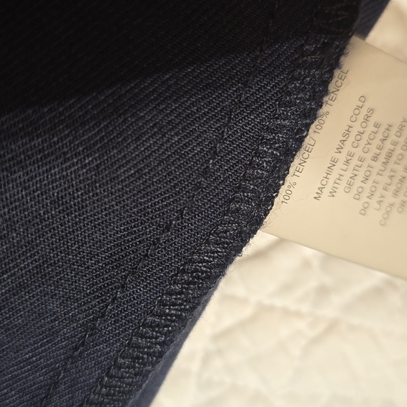 Margaret O'Leary Navy Sleeveless Ruffle Tencel Top Blouse - Picture 10 of 13